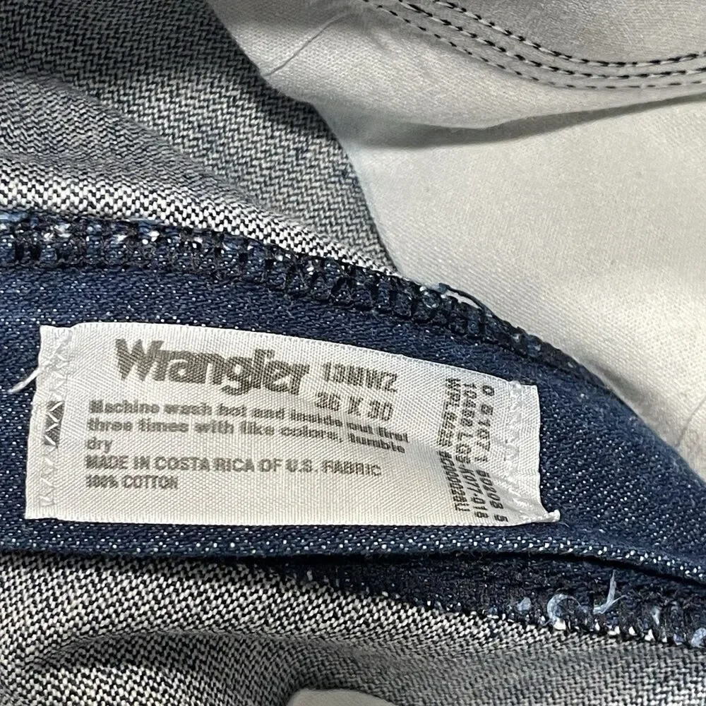 Wrangler Medium Dark Wash Rigid Cowboy Cut Straight Jeans Men's 13Mwz 34x30